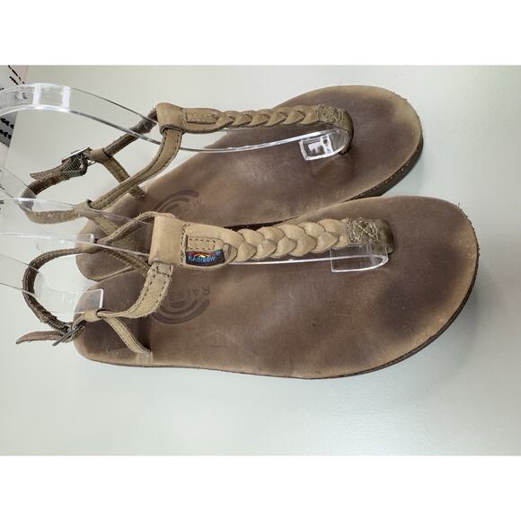 Rainbow Womens T-Street Braided Leather Sandals L 7.5 - 8.5 Brown Beachy Boho - Picture 3 of 12